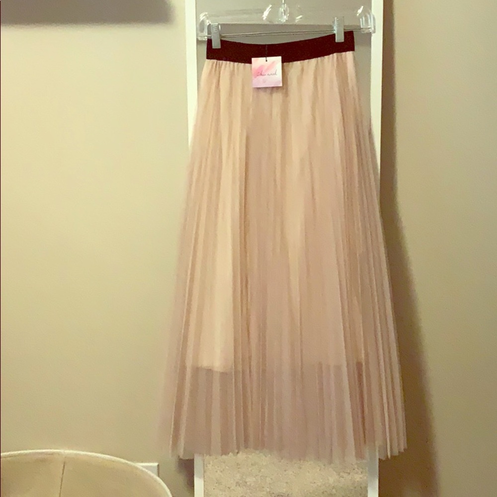 Blush pleated tool skirt, never worn with tags